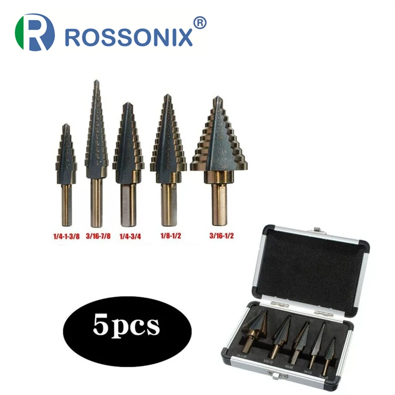 5 Pcs HSS Step Drill Bit Set Cobalt Multiple Hole 50 Sizes Titanium Conical Carbide Drill