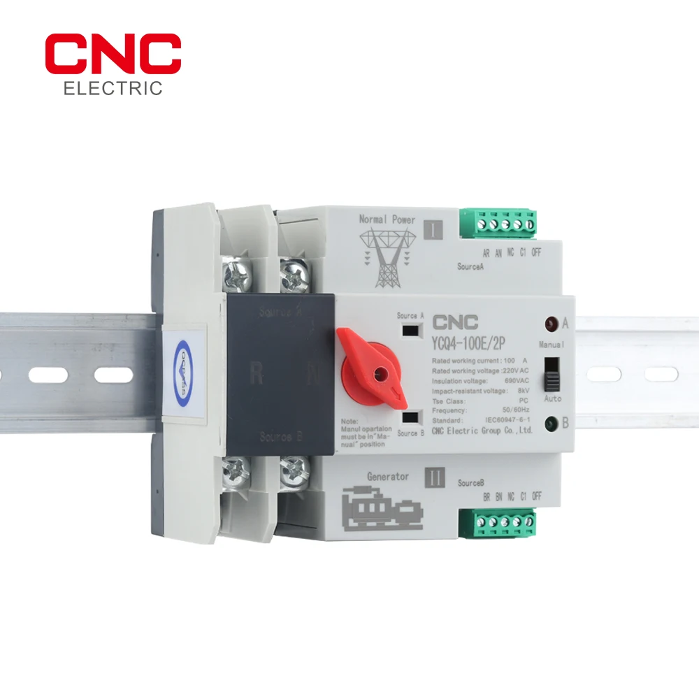 CNC Din 레일 2P ATS 이중 전원 자동 전환 스위치 전기 선택기 스위치 무정전 전원 63A 100A