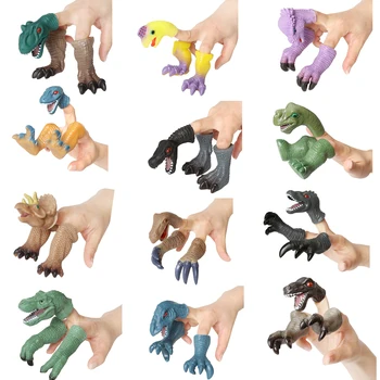 

12 Kinds Soft Vinyl Dinosaur Finger Puppets Realistic Hand Puppet Dolls Model Action Figures Toys for Children