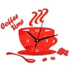 Creative Coffee Cup Shaped Wall Clock Modern Design 3D Mirror Wall Clocks Stickers for DIY Home Room Kitchen Wall Decorations ► Photo 2/6