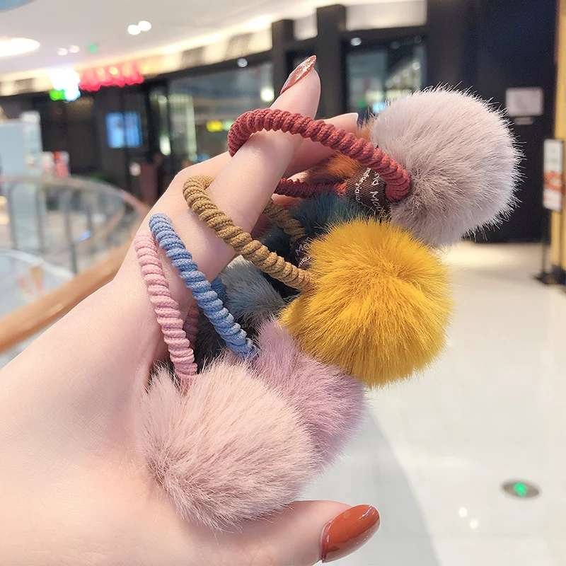 Kawaii зимний плюшевый шарик резинка для волос для детей девочки дети эластичные волосы резиновые ленты аксессуары галстук волос Веревка кольцо держатель головной убор