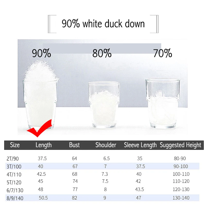 Down Jackets Girls Boys 2-9 Years Winter Coat Outerwear Children Clothes