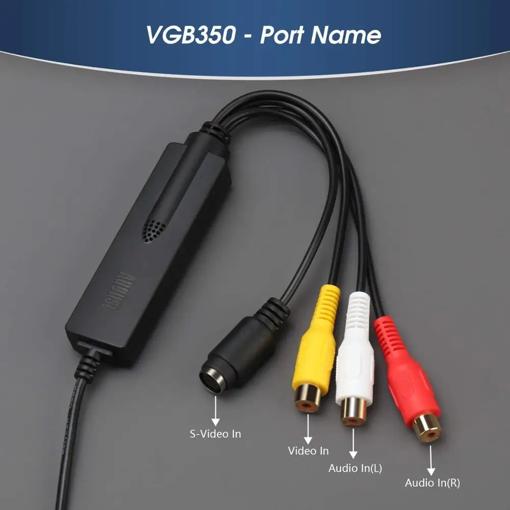 Agosto Vgb350 Usb Placa de Captura de Vídeo Vcr para Dvd Conversor Vhs Casa Vídeos para pc Áudio Gravador para Windows - Image 2