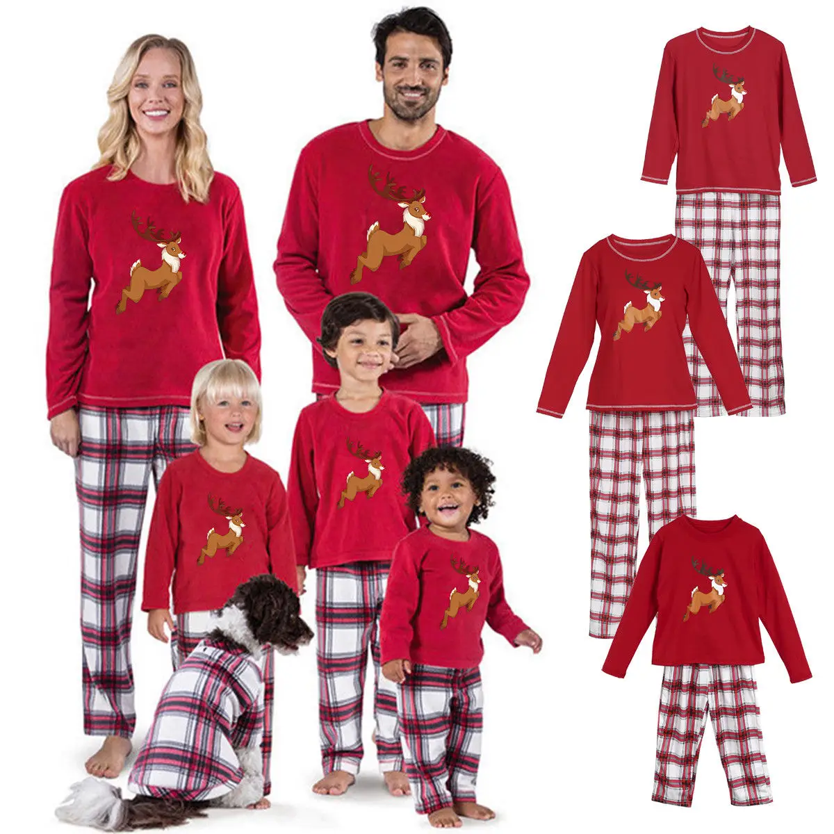 Рождественский семейный пижамный комплект; Рождественская одежда; костюм для родителей и детей; домашняя одежда для сна; Новинка; одинаковые Семейные комплекты для мамы и папы; Лидер продаж - Цвет: Красный