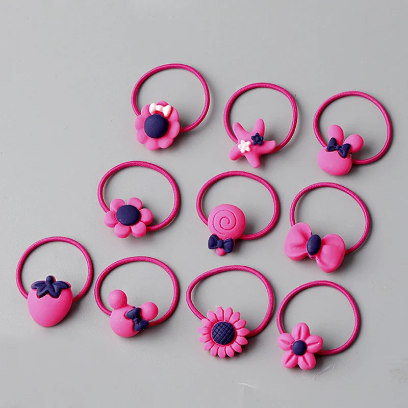 10pcs-5 10/20 корень детский головной убор кольцо для волос Корейская версия украшение для волос с героями мультфильмов девушка резинка милые аксессуары для волос - Цвет: 10pcs-5