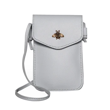 

LILEN Metal Bee Insect Patch Rivet Simple Mobile Coin Purse Student Mini Messenger Bag