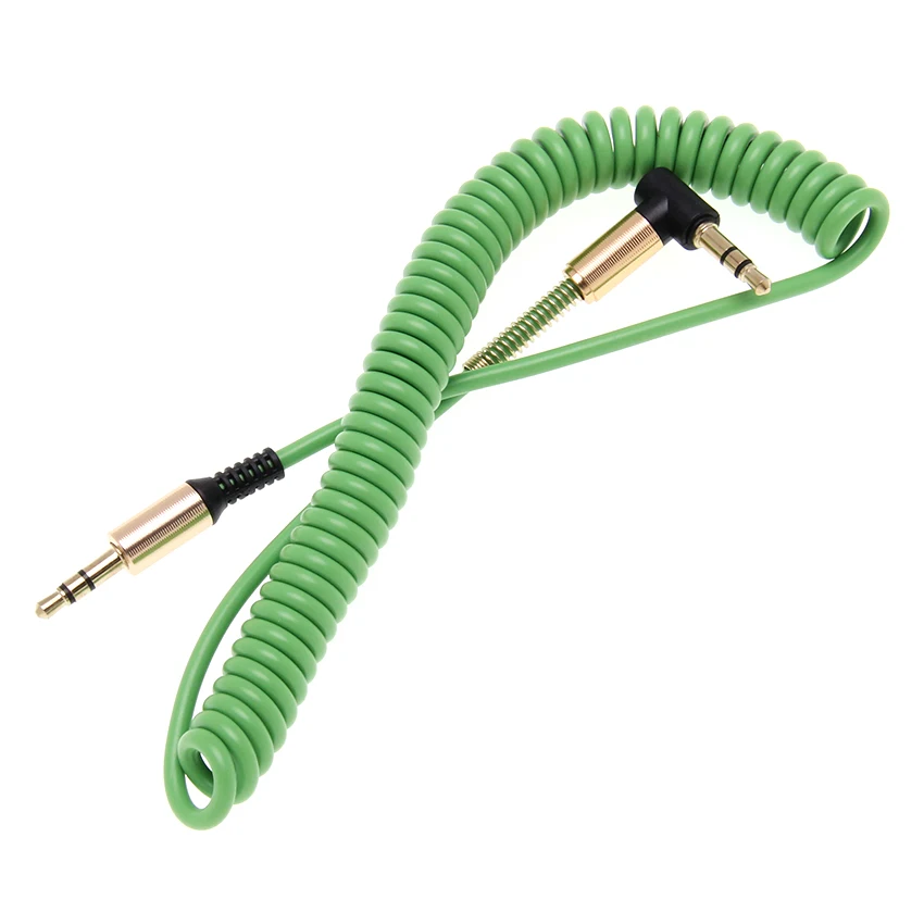 Spring 3 5mm Jack Aux Audio Cable Gold Plug AUX Cord for Phone Car Speaker MP3 4 Headphone 100pcs
