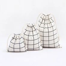 3 размера новые холщовые клетчатые сумки на шнурке повседневные подарочные хозяйственные мешки для хранения для дропшиппинг s m l