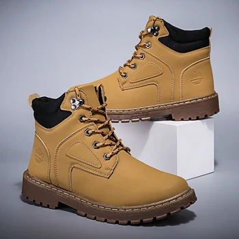 

New Arrival Stylish Mens Autumn Winter Fashion Formal Business Martin Boots Ankle Shoes Warm Snow Work Motorcycle Lace-up Shoes