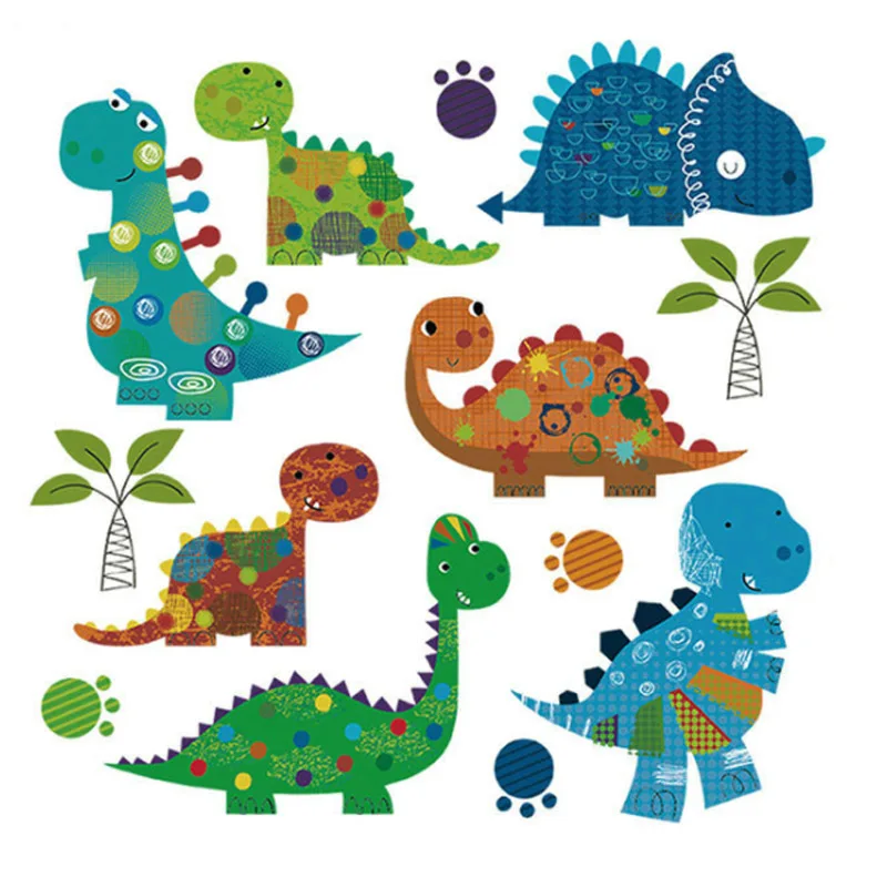 Симпатичные динозавры наносимые с помощью утюга наклейки моющиеся наклейки для одежды сумка с патчем занавес DIY Декор для детей девочка мальчик брюки пальто 1 лист - Цвет: 22x21.7cm