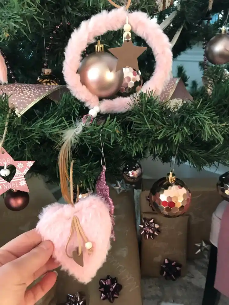 3pcs Set Pink Plush Christmas Tree Hanging Pendant Heart Christmas Tree Feather Ornament Christmas Decorations For Home Xmas Pendant Drop Ornaments Aliexpress