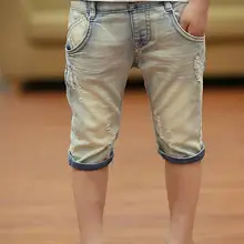 Летняя детская одежда шорты для мальчиков повседневные джинсовые шорты синего цвета для маленьких мальчиков; тонкие джинсовые шорты для больших детей