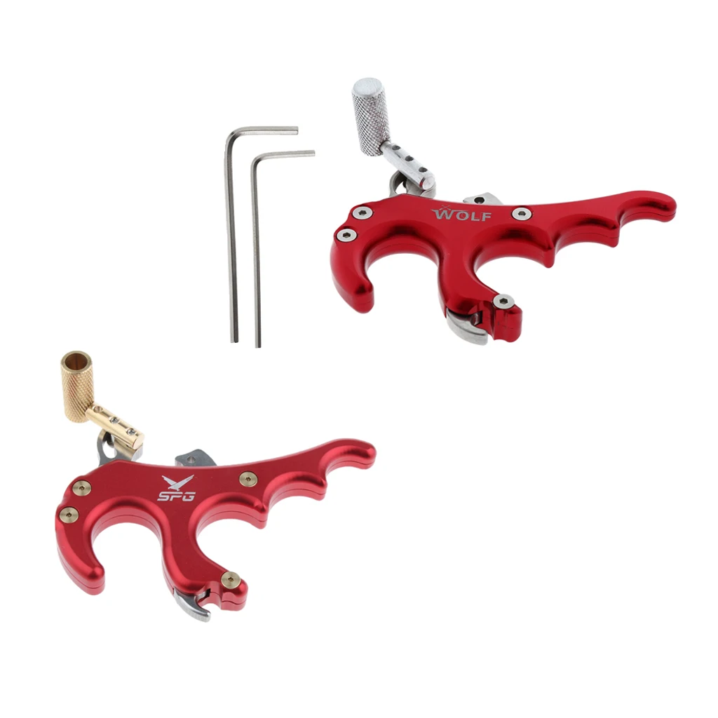 2pcs Compound Bow Archery Release Aid Trigger 4 Finger Grip Archery accessories for Target Hunting Practice Training Beginners
