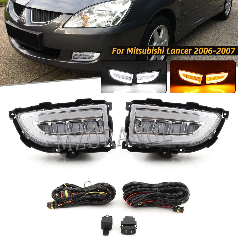 LED DRL Headlight for Mitsubishi Lancer 2004 2005 2006 Daytime Running Light Fog Lights Lamp Front Bumper |