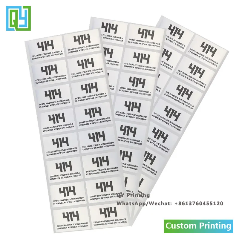 1000pcs 25x40mm 무료 배송 사용자 정의 로고 인쇄 실버 애완 동물 탬퍼 분명 Void 레이블 봉투 씰링 테이프 보안 스티커