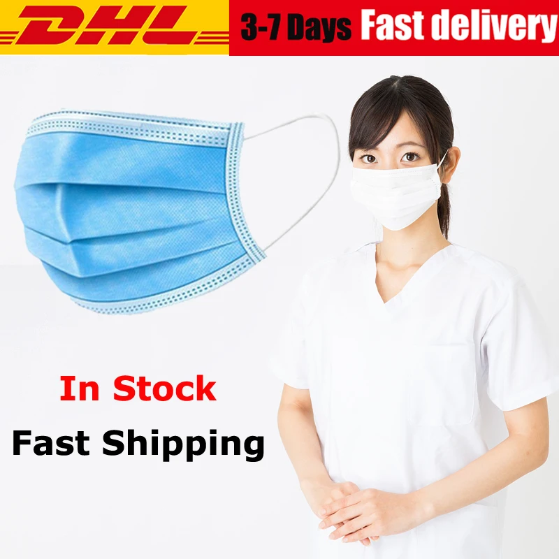 

DHL fast Shipping 100-200pcs 3 layers Anti-Dust Dustproof Disposable Earloop Face Mouth Masks Facial Protective Cover Masks