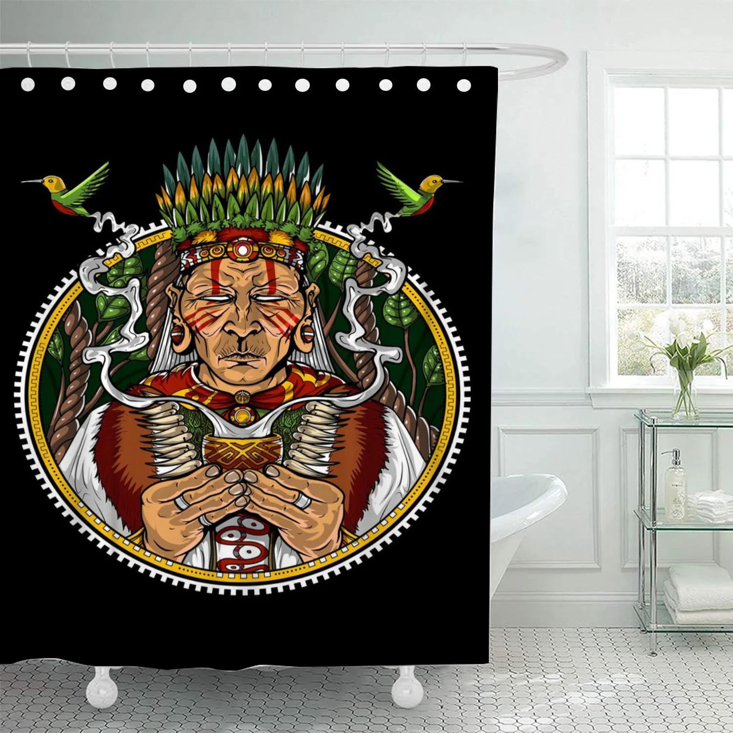 Aycremagliera Dmt Sciamano Viaggio Durevole Impermeabile Tenda Da Doccia Gancio Tende A Prova Di Muffa Usato Per La Casa Bagno Doccia Decorazione