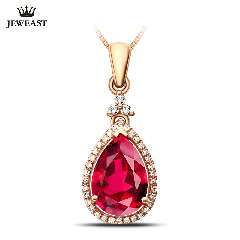 

LSZB Natural Red tourmaline 18K Pure Gold Pendant Real AU 750 Solid Gold Upscale Trendy Classic Fine Jewelry Hot Sell New 2023