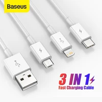 Baseus 3 in 1 USB Typ C Kabel für iPhone 12 Pro Max 3 in 1 USBC Schnelle Lade Ladegerät kabel Für Xiaomi Samsung Micro Datenkabel