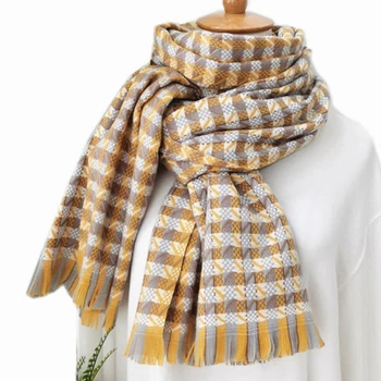 

Popular Winter Scarf For Women Shawls wrap fashion plaid warm thick cashmere pashmina female bandana men scarf