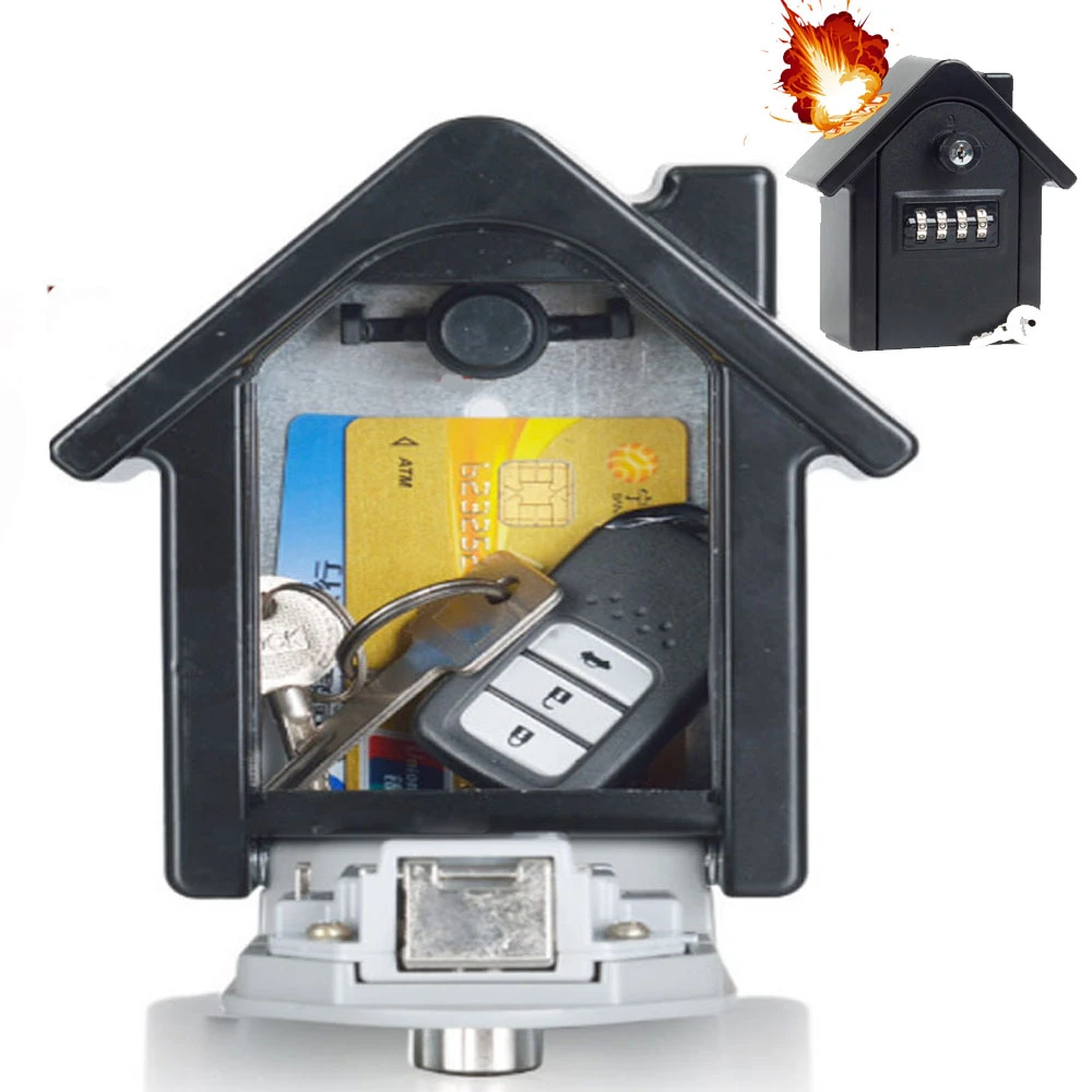 4 Digit Password Safe With Keys, Wall Mounted Car Key Box Safes Storage