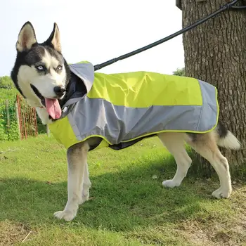 

Pet Dogs Waterproof Windproof Reflective Hooded Raincoat Big Dogs Jumpsuit Poncho Rain Jacket Coat Overall Cloak Labrador