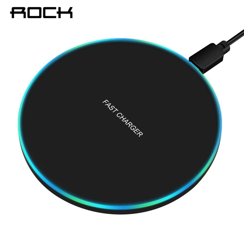 

ROCK Wireless Charger 10W LED Breathing Light Qi Fast Wireless Charging Pad For iPhone X XS 8 Samsung Huawei P30 Xiaomi