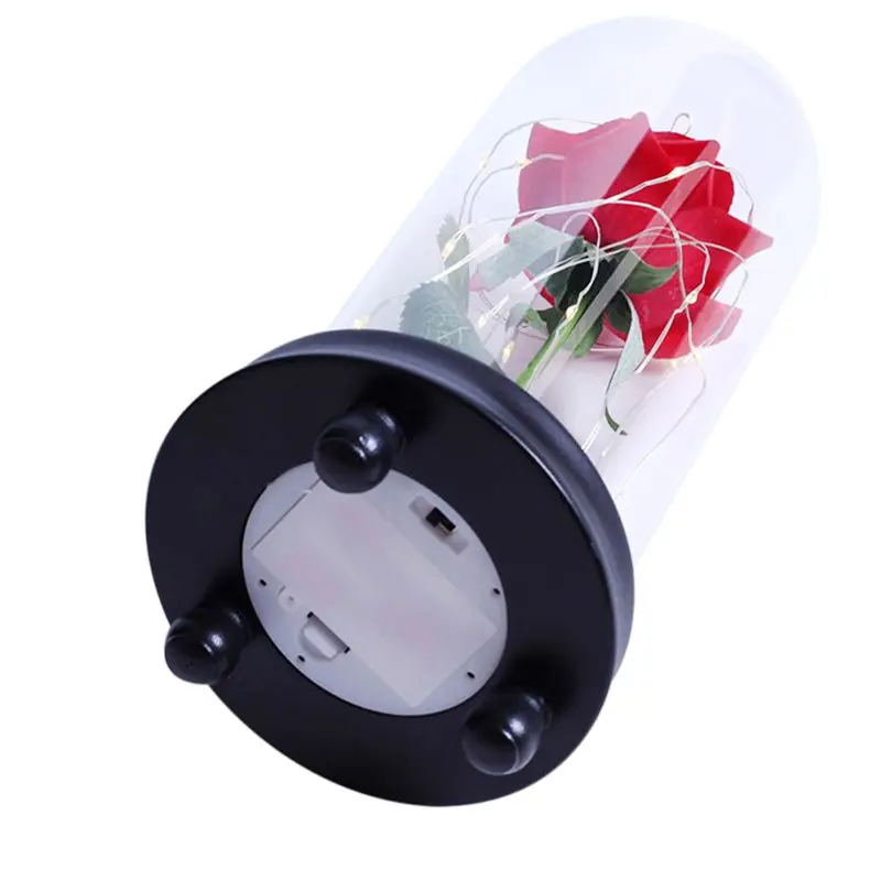 День Святого Валентина Galaxy Rose Flower USB Powered светодиодный светильник в стеклянном куполе на деревянной основе(в комплект не входит батарея