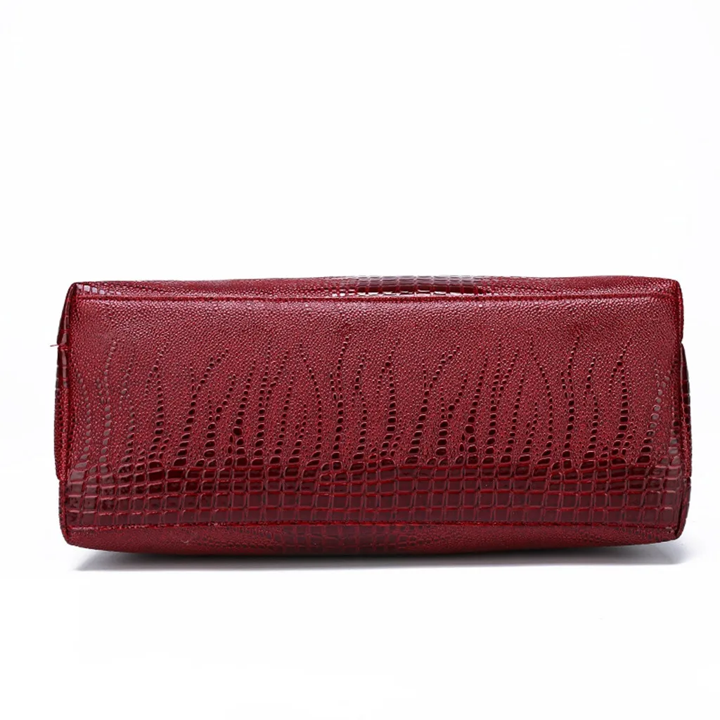 Aelicy, роскошная брендовая крокодиловая женская сумка, черная, красная, лакированная кожа, женские сумки, набор, Большая вместительная сумка на плечо, сумки-тоут+ кошелек