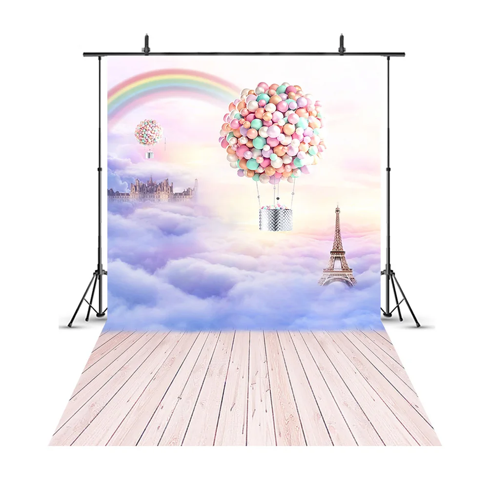 MOCSIKA Newborn Baby Shower Adventure Photography Backdrop Hot Air Balloon Background for Photo Studio Wood Floor backdrops | Электроника