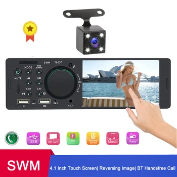 Radio con pantalla táctil para coche, Radio con Audio Estéreo, 1 Din, USB Dual, cámara inversa, TF, Bluetooth