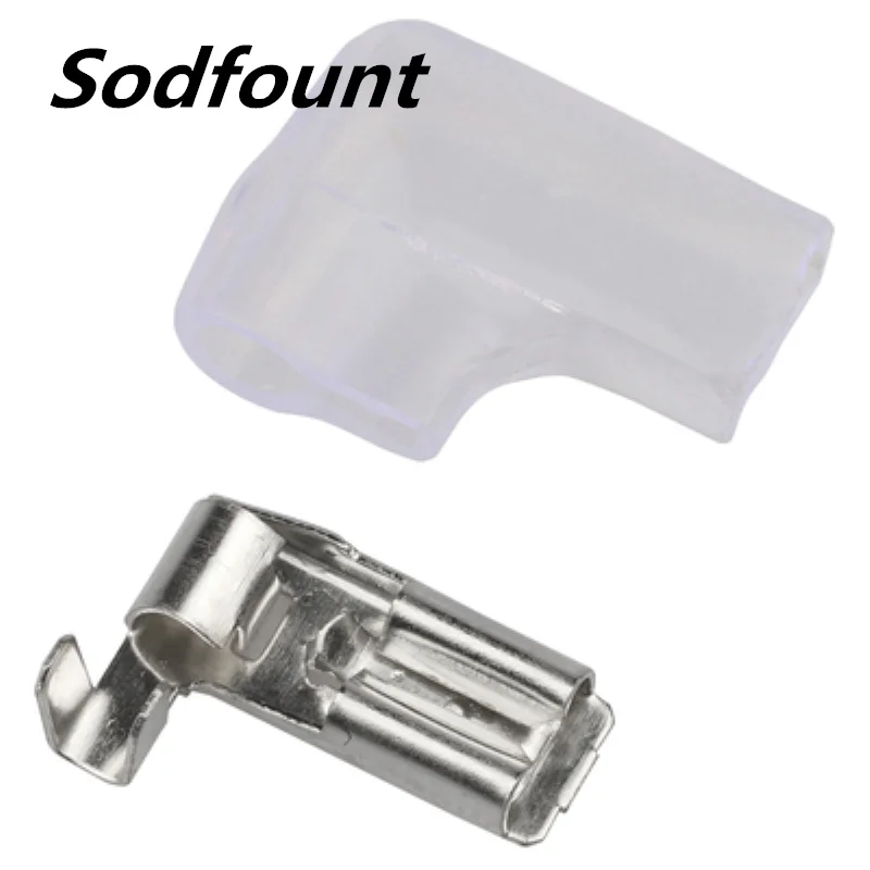 

100pcs 4.8 Flag-shaped with lock plug spring with insulating sheath Plug-in switch wire cold-pressed terminal block Crimp