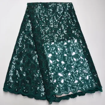 

Latest arrival Nigeria Organza Lace Fabrics Hollow out African Lace Fabric 2020 High Quality Lace sequins For Africa Dress Women