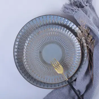 

Tableware Ceramic Dinner Plate Set Dish 8/10 Inch Porcelain Cute Dessert Plate Dinnerware Dark Gray Ceramic Plate