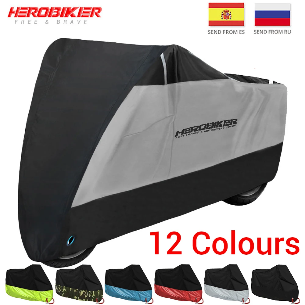 HEROBIKER-Nueva funda para moto, cubierta para moto para todas las estaciones impermeable, a prueba de polvo, protección uv para exteriores para moto, cobertor para lluvia para moto