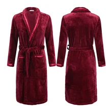 H5979, мужской халат, толстый, фланелевый, теплый, осень, зима, длинный рукав, пижама, халат, мужской, размера плюс, удобная, тепловая, мягкая, ночная рубашка