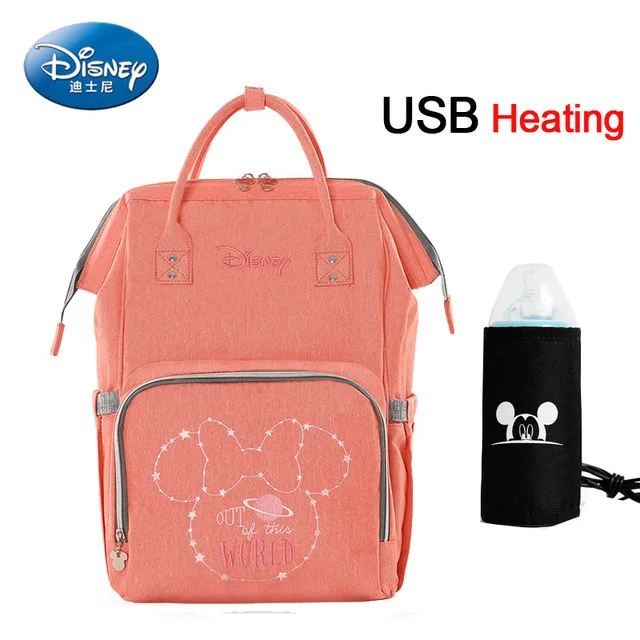 Disney Пеленки сумки для мамы USB бутылка изоляционная Сумка для беременных подгузник тепловой Микки Минни мумия рюкзак сумочка для ухода за ребенком - Цвет: 3