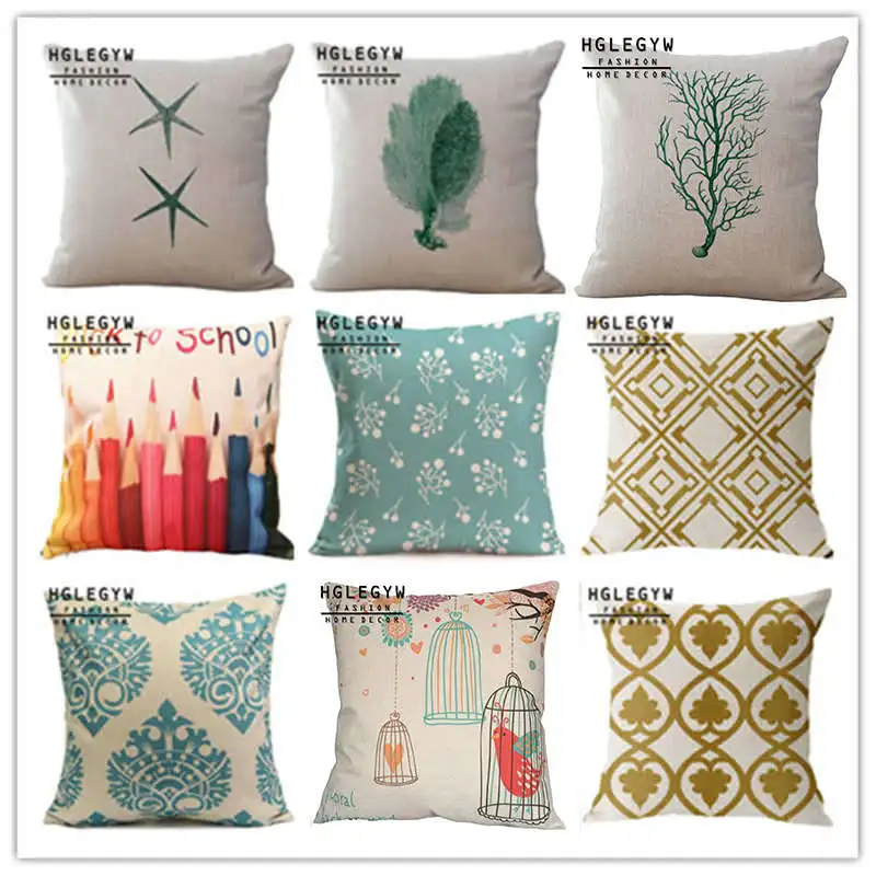 

18" Undersea World Ethnic Pillow Case Throw Pillowcase Cotton Linen Printed Pillow Covers Office Home Textile