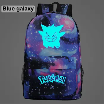 

2019 Luminous Cartoon Anime Pokemon Pikachu Galaxy Plaid Children School bag Teenagers Student Schoolbags Women Men Backpack