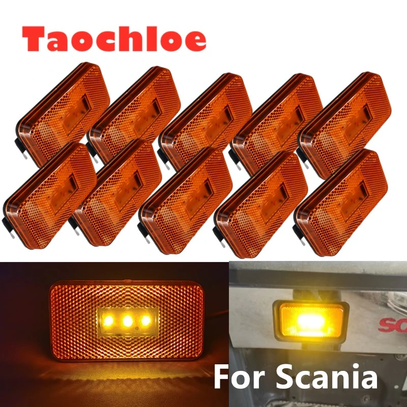 10x Red 6 LED Side Marker Indicator Lights Lamps 24V For Scania Daf Man