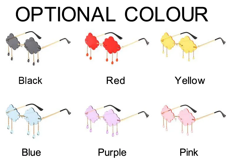 Vintage Rimless Sunglasses Woman Fashion Clouds Sun Glasses Female Retro Tassel Raindrop Trending Oculos De Sol Feminino_voghion.com