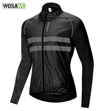 Wosawe jaqueta masculina de ciclismo, ultraleve reflexiva, longa, à prova d'água, à prova de vento, road, mountain bike, mtb