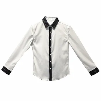 

New Business Casual Shirts Men Fashion White Patchwork Slim Fit Dress Shirt Long Sleeve Clothes