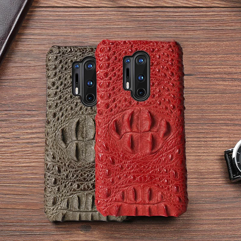 Genuine Cowhide Leather Phone Case For Oneplus 12 11 10 Pro 11R 12R Ace 2 2V 2Pro 3 3V Nord 3 One plus 3D Crocodile Cover