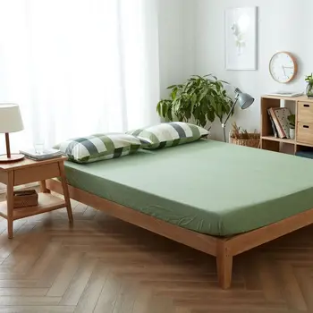 

100% cotton Fitted Sheet non-slip mattress cover Four Corners With Elastic Band Solid color bed cover Multicolor optional