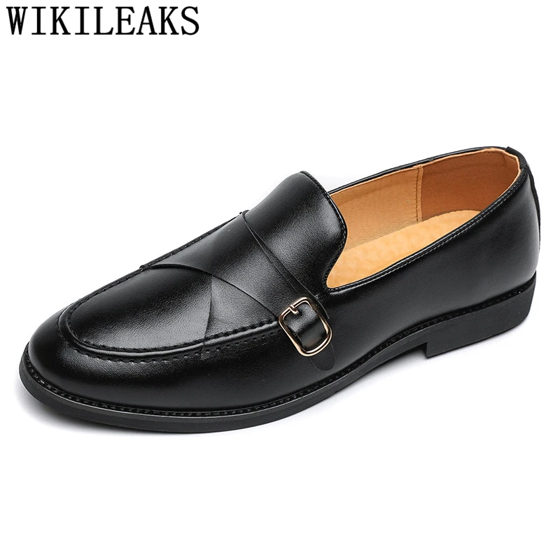 

monk strap shoes men elegant luxury brand Patent leather shoes men formal italian coiffeur office shoes men classic big size 48