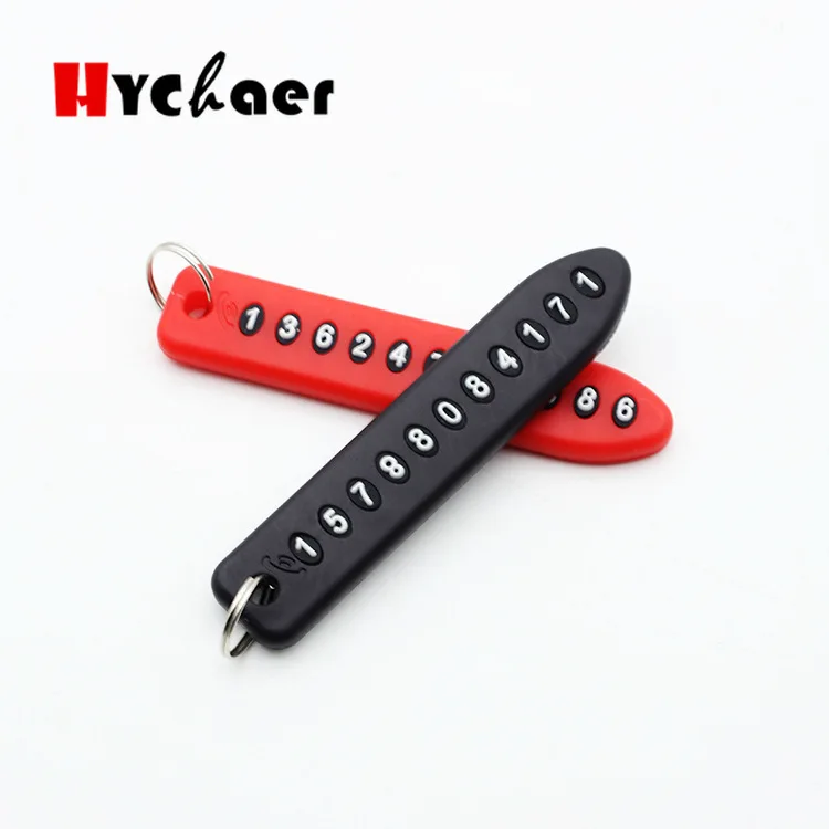 Plastic Anti-Lost Phone Number Plate Keychain Car Keyring Collar Pendant