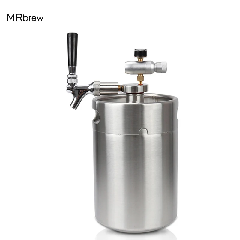 EVGATSAUTO Portable CO2 Keg Charger - Handheld Draft Beer Dispenser For Homebrew & Commercial Kegs, Stainless Steel/Black