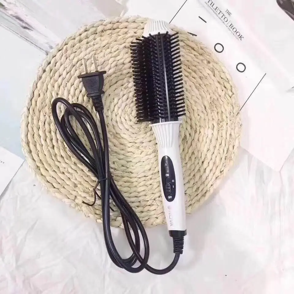 2 в 1 анион быстрый нагрев бигуди Выпрямитель для волос электрическая расческа для волос щетка выпрямитель утюги Многофункциональный салонный инструмент для завивки - Цвет: white eu plug