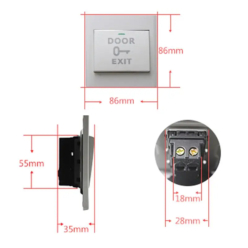 White Plastic Door Exit Button Electronic Door Lock Sensor Release Push Switch for Security Access Control System Supplies LX9A